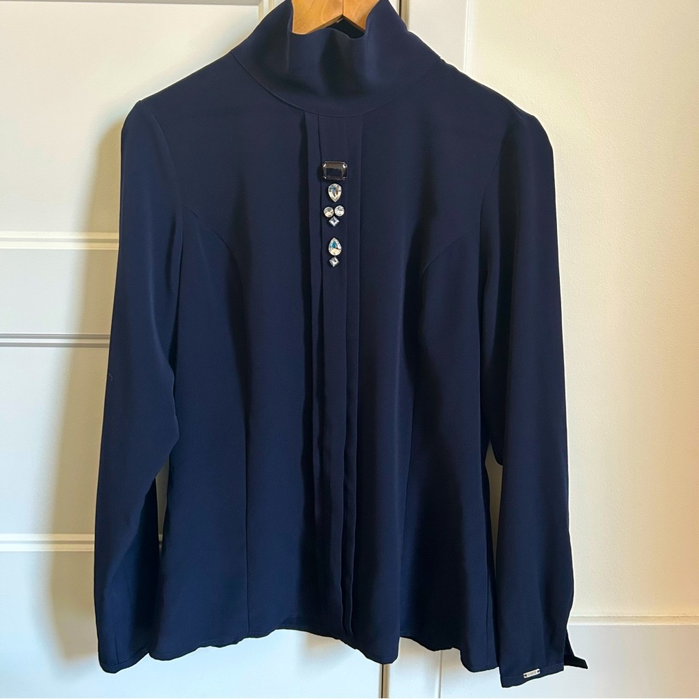 NWOT Elegant Navy Blue Women's Top